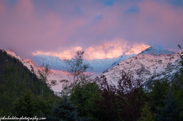 Alpenglow on the Dôme de Goutier, Chamonix