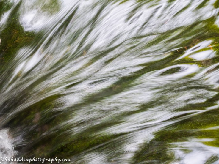 Water slides over a mossy bed